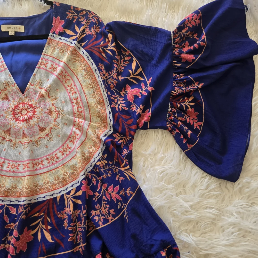 Anthropologie Blue and Pink Floral Tunic - Picture 3 of 13